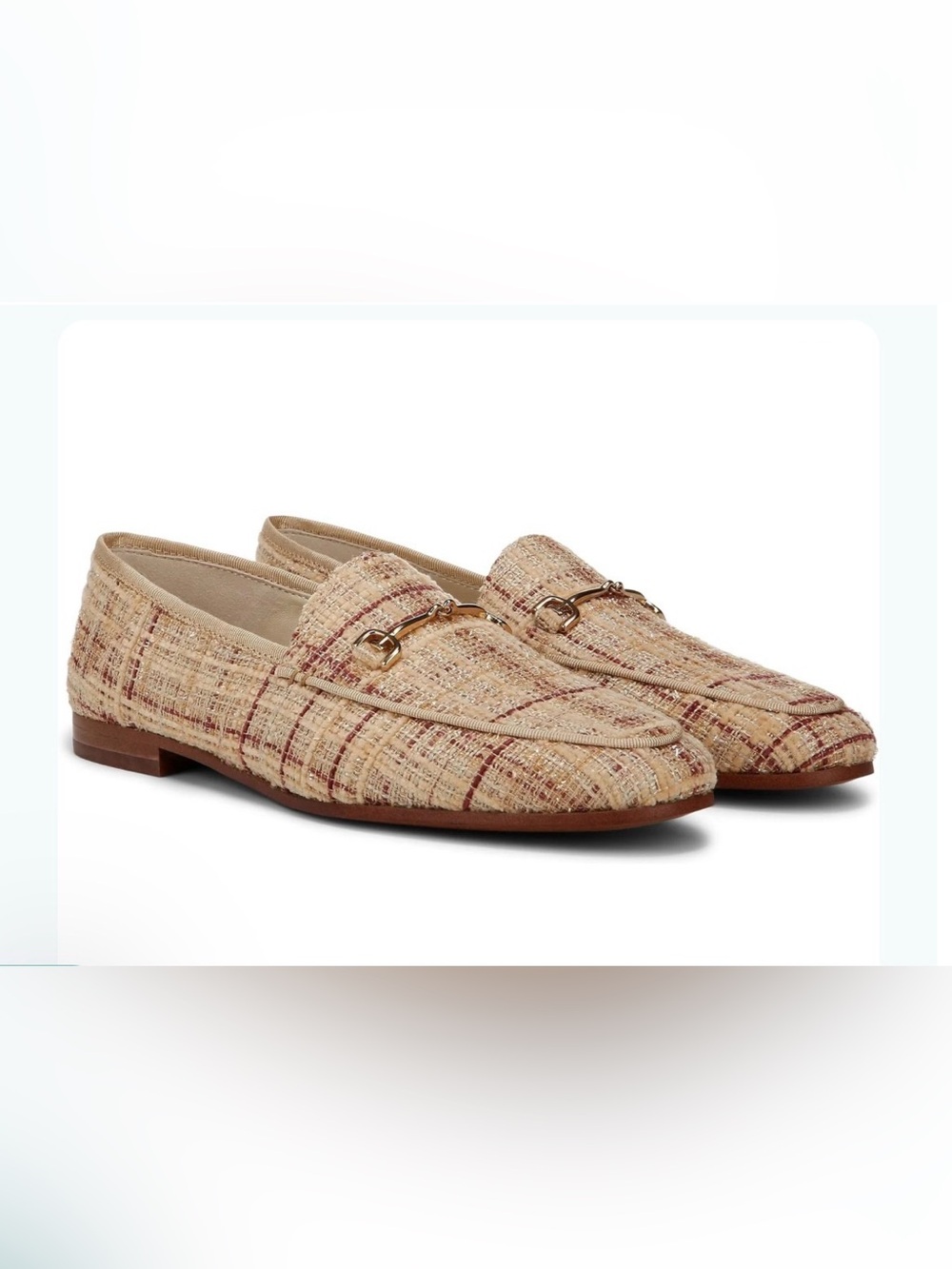Sam Edelman Women’s Loraine Loafer Gold Metallic Boucle Tweed Fabric Size 8
